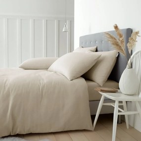 Бежово памучно спално бельо за двойно легло 200x200 cm - Catherine Lansfield