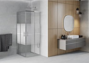 Mexen Rio квадратна душ кабина 90 x 90 см, бели ивици, хром - 860-090-090-01-20
