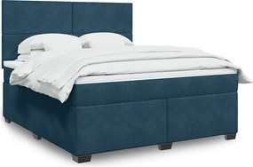 3290976 vidaXL Боксспринг легло с матрак, синьо, 180x200 см, кадифе