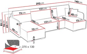 Ъглов диван Комо U-бял