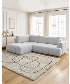 Светлосив сгъваем/с място за съхранение ъглов диван (ляв ъгъл/L форма) Fuji – Bobochic Paris