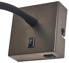 Модерна стенна лампа Gunmetal с USB-C порт - Gosna