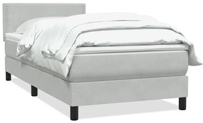 3316137 vidaXL Боксспринг легло с матрак, светлосиво, 80x220 см, кадифе