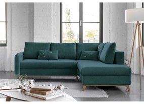 Тюркоазен ъглов разтегателен диван десен ъгъл Scandic Lagom - Miuform