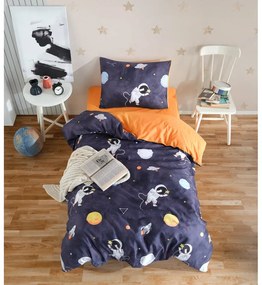 Тъмносиньо-оранжево единично детско спално бельо 140x200 cm Astron – Mijolnir