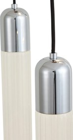 Design hanglamp chroom met ribbelglas 5-lichts - Walcott
