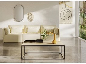 Масичка за кафе с дъбов плот в черен и естествен цвят 75x120 cm Douro - TemaHome