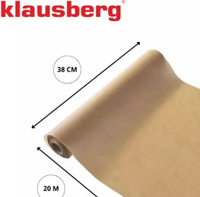 Хартия за печене Klausberg KB 7903, Ролка 20 м, Ширина 38 см, -40 до 230°C, Универсална употреба, Незалепваща, Кафяв