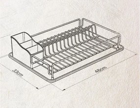 СУШИЛНИК ЗА СЪДОВЕ TEKNO TEL KB-006W , 1 ниво , бяло с черна тавичка