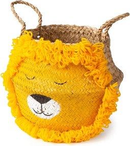 Жълта/естествена детска кошница за играчки от морска трева ø 30x28 cm Lion – Compactor