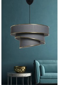 Антрацитно и златисто висящо осветително тяло с текстилен абажур ø 40 cm Couper – Opviq lights