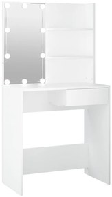 808801 vidaXL Тоалетка с LED, бяла, 74,5x40x141 см