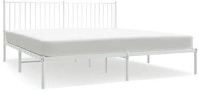 350935 vidaXL Метална рамка за легло с горна табла, бяла, 180x200 см