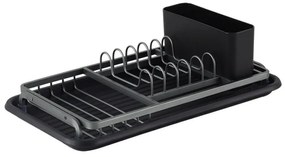 Сушилник за съдове Luigi Ferrero FR-3821A, 42x23x12 см, Неплъзгащи се крачета, Тава за отцеждане, Черен/сив