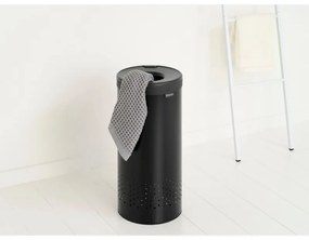 Кош за пране Brabantia 1008916, 35 л, Пластмасов капак, Пълнене без отваряне, Вентилационни отвори, Черен