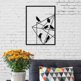 Метална стена изкуство Birds on Wire в черен цвят 37x2x49см.