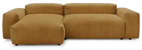 Ъглов диван от велур (ляв ъгъл) в цвят горчица Lafayette - Bobochic Paris