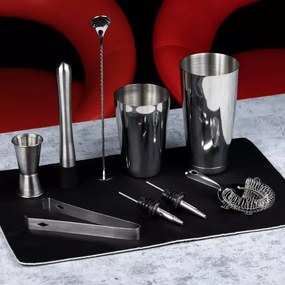 Разопакован: Комплект шейкъри и аксесоари за коктейли Kinghoff KH 1708, 9 бр, 600/750 ml, Инокс