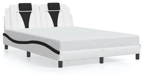 3208102 vidaXL Рамка за легло Viana без матрак, бяло-черна, 140x200 см, изкуствена кожа