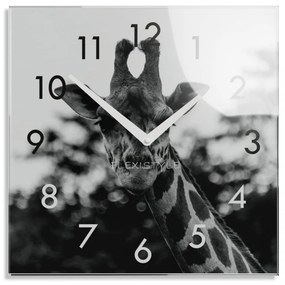 Декоративен часовник от черно и бяло стъкло с мотив жираф, 30 см