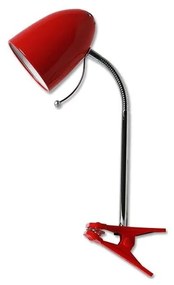 Aigostar -  Настолна лампа с щипка 1xE27/11W/230V червена/хром