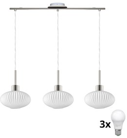 LED полилей на кабел HARMA 3xE27/60W/230V матов хром/бял