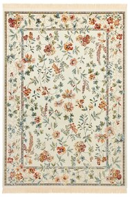 Кремав килим от вискоза 95x140 cm Oriental Flowers – Nouristan