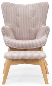 Светлорозов фотьойл с табуретка от рипсено кадифе Niko – Ropez