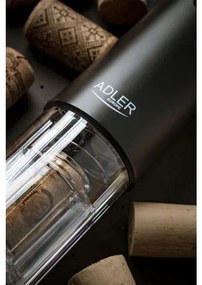 Електрически тирбушон ADLER AD 4490, Led светлини, Резачка за фолио, Черен