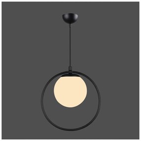 Черна метална висяща лампа със стъклен абажур ø 15 cm Ates - Squid Lighting