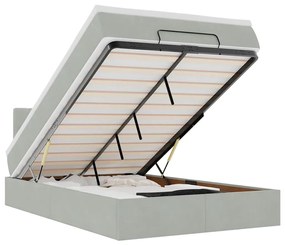 3312680 vidaXL Османска легло с матрак и LED, светлосиво, 120x190 см, кадифе