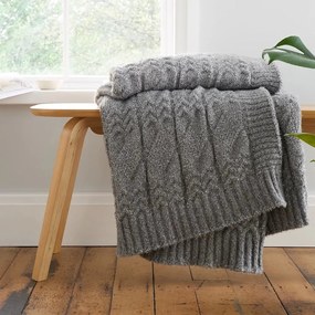 Сиво плетено одеяло 150x200 cm Cable Knit – Bianca