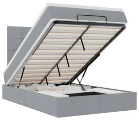 3313989 vidaXL Османска легло с матрак и LED, светлосиво, 120x190 см, плат