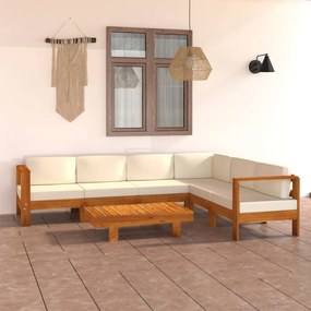 3057937 vidaXL Градински комплект с възглавници, 7 части, 100x60 см, акациево дърво