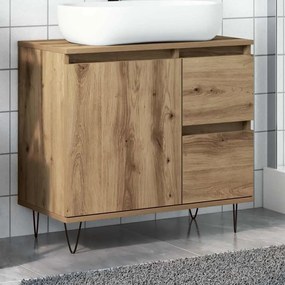 857227 vidaXL Шкаф за мивка за баня, дъб артизан, 65x33x60см, инженерно дърво
