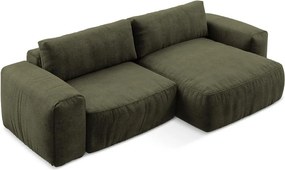 Зелен шенилов сгъваем ъглов диван (десен ъгъл) Kuki – Makamii