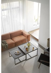 Тъмнокафява масичка за кафе с дъбова дървена плоскост ø 70 cm Deerfield – Rowico