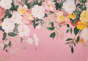 15652 - Тапет цветя на розов фон