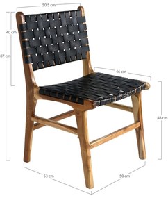 Черно-кафяви трапезни столове от тиково дърво в комплект от 2 броя Perugia - House Nordic