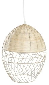 Полилей DKD Home Decor Метал Бял Светло кафяв Pатан 50 W (30 x 30 x 38 cm)