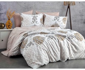 Кафяво и бежово памучно спално бельо за единично легло 140x200 cm Daisy - Mijolnir