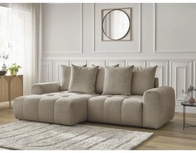 Бежов шенилов сгъваем/с място за съхранение ъглов диван (ляв ъгъл) Roxelane – Bobochic Paris