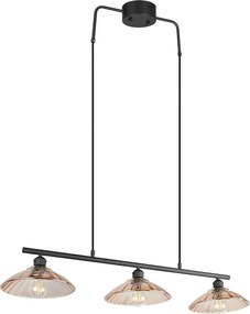 Черно/в кехлибарен цвят метално висящо осветително тяло със стъклен абажур Eluna – Reality