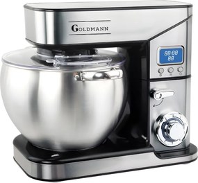 Планетарен миксер Goldmann GM-1115ED, 2800W, 10 л, 6 скорости + импулси, Таймер, Иноксова купа, LED, Инокс