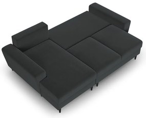 Тъмносив кадифен разтегателен ъглов диван с място за съхранение (ляв ъгъл) Kyoto – Cosmopolitan Design