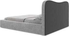 Светлосиво двойно легло 180x200 cm тапицирано с място за съхранение с включена подматрачна рамка Kahai – Makamii