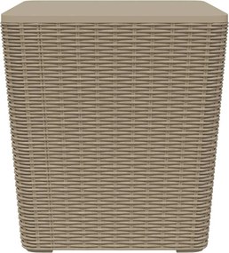 364154 vidaXL Градинска маса с подвижен капак, светлокафява, полипропилен