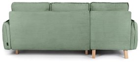 Светлозелен разтегателен ъглов диван от рипсено кадифе (променлив) Tori – Bonami Selection