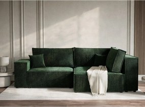 Тъмнозелен шенилов сгъваем/с място за съхранение ъглов диван (десен ъгъл/L форма) Tonga – Maison de Rêve