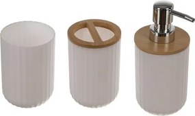 Комплект аксесоари за баня Ruhhy 24635 – 6 елемента с бамбукови детайли, бял цвят